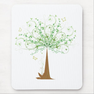 Abstract Tree and Butterflies Mouse Pad