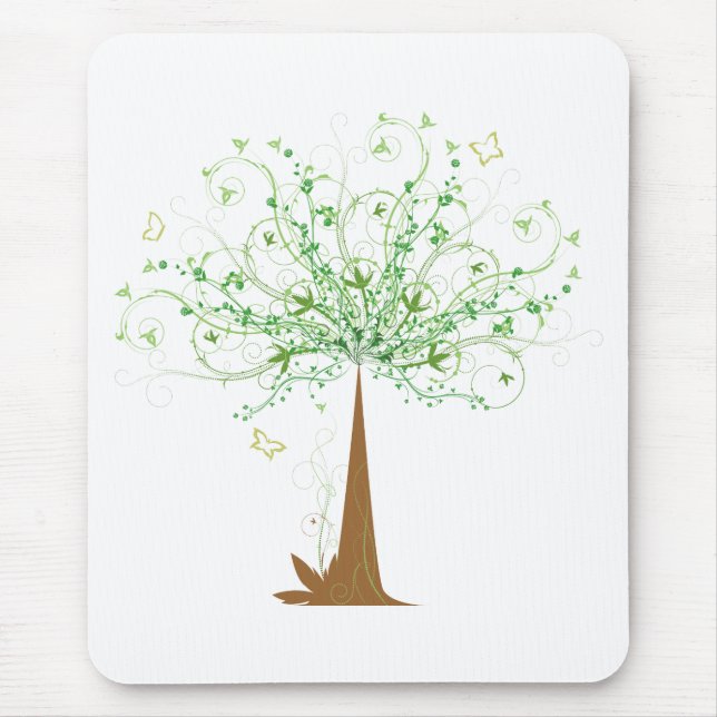 Abstract Tree and Butterflies Mouse Pad (Front)
