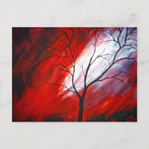 Abstract Tree and Red Sky Postcard