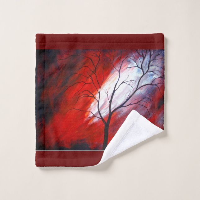 Abstract Tree and Red Sky Wash Cloth (Wash Cloth)