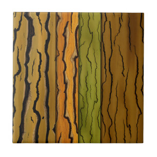 Abstract Tree Bark Patterns with Earthy Browns  Ceramic Tile