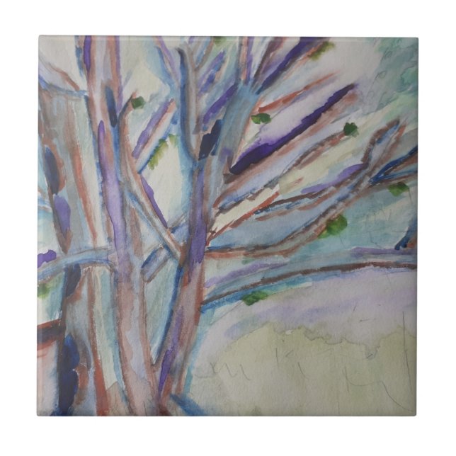 Abstract Tree Ceramic Tile (Front)