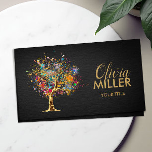 Abstract Tree - Colourful Splatter Business Card