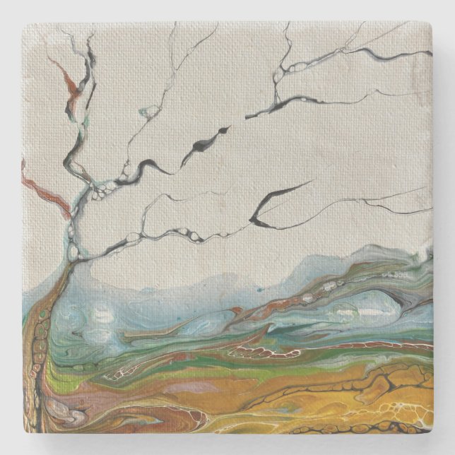Abstract Tree Cushion  Stone Coaster (Front)