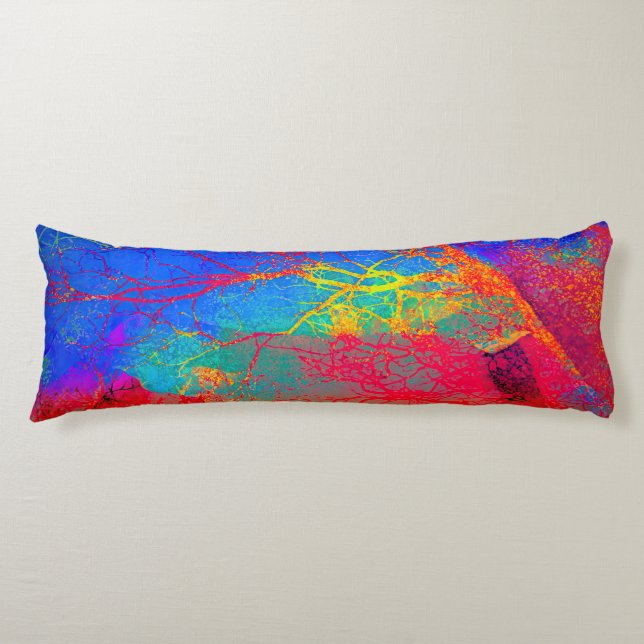 Abstract Tree Design in Red And Blue Body Cushion (Front)