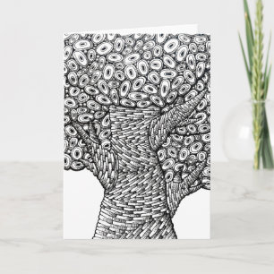 Abstract Tree Drawing Oval Shapes Design Card