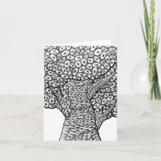 Abstract Tree Drawing Oval Shapes Design Folded Note Card