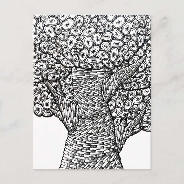 Abstract Tree Drawing Oval Shapes Design Postcard (Front)