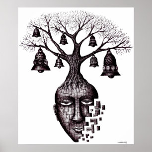 Abstract tree graphic art poster