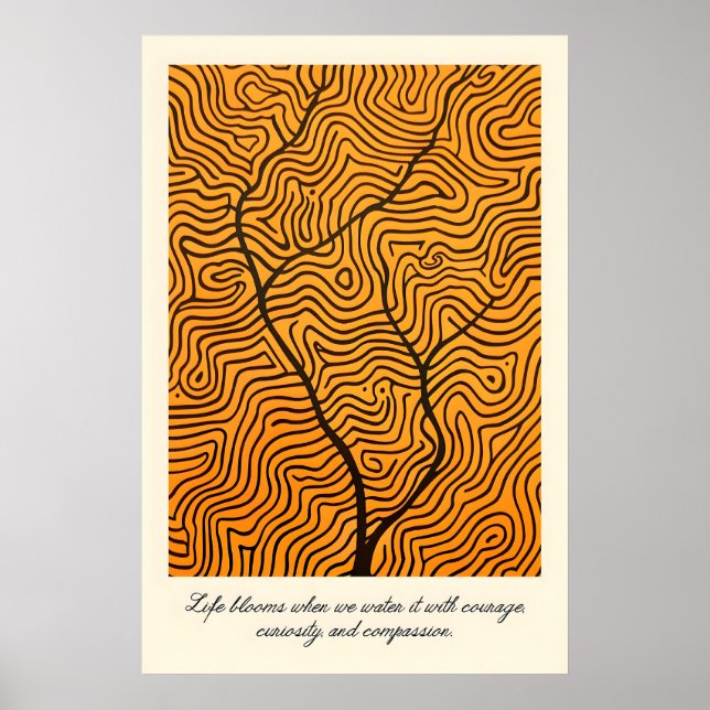 Abstract Tree Line Art Print Inspirational Growth (Front)
