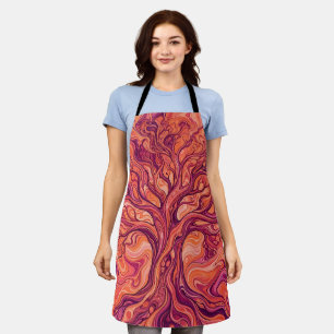 Abstract Tree Of Life Sunset Orange Apron