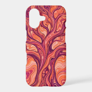 Abstract Tree Of Life Sunset Orange iPhone Cases