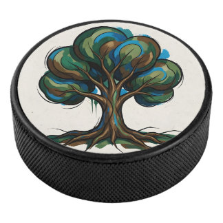 Abstract tree playful art hockey puck