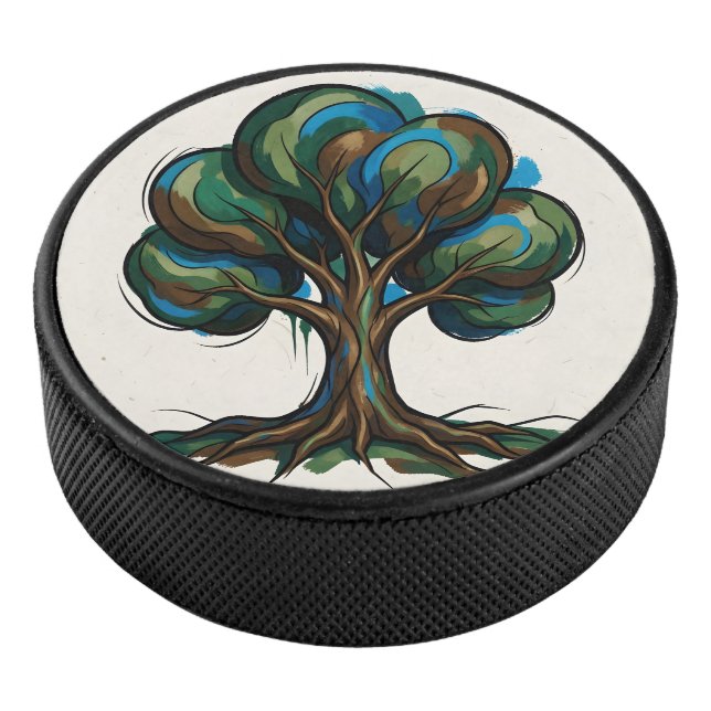 Abstract tree playful art hockey puck (3/4)