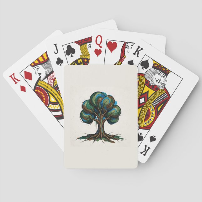 Abstract tree playful art playing cards (Back)