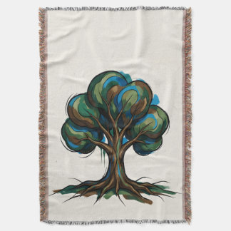 Abstract tree playful art throw blanket