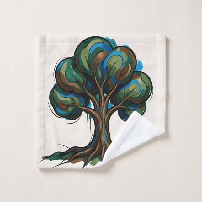 Abstract tree playful art wash cloth (Wash Cloth)