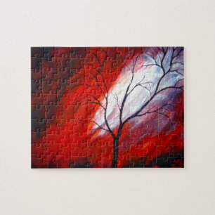 Abstract Tree & Red Sky Jigsaw Puzzle
