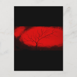 Abstract Tree & Red Sky Original Abstract Art Deco Postcard
