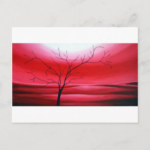 Abstract Tree Red Sky Postcard