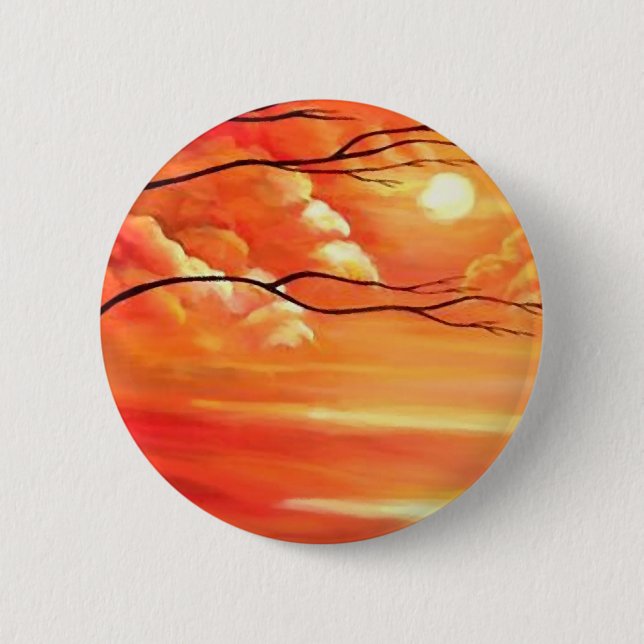 Abstract Tree & Red Sunset 6 Cm Round Badge (Front)