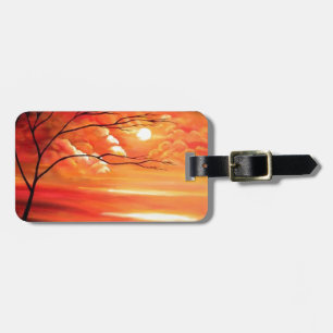 Abstract Tree & Red Sunset Luggage Tag