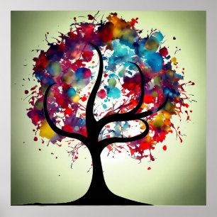 Abstract Tree Watercolor Poster