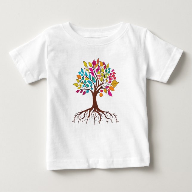 Abstract tree with roots and colourful leaves. baby T-Shirt (Front)