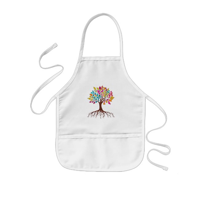 Abstract tree with roots and colourful leaves. kids apron (Front)