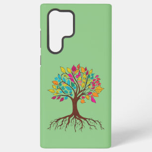 Abstract tree with roots and colourful leaves. samsung galaxy case