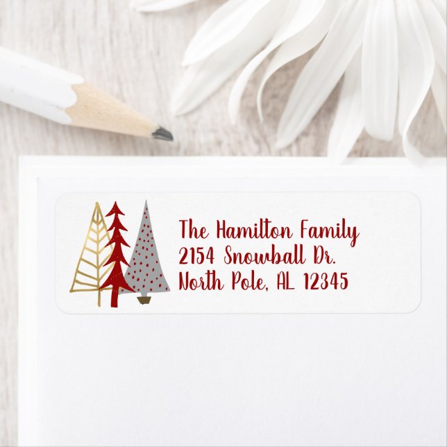 Abstract Trees Christmas Return Address Label (Insitu)