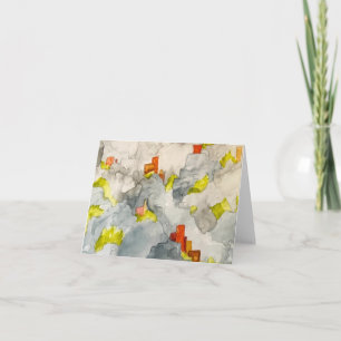 Abstract Trees Cliffs Watercolor Landscape Folded Note Card
