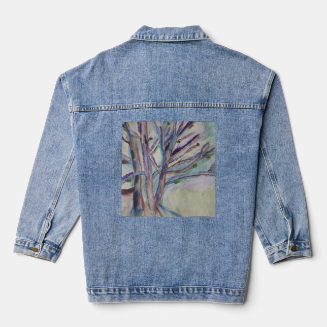 Abstract Trees Denim Jacket (Back)