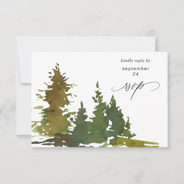 Abstract Trees Forest w Meal RSVP Card (Front)