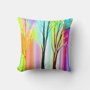 Abstract Trees in Multicolored Pastels Cushion
