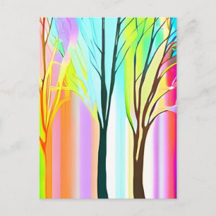 Abstract Trees in Multicolored Pastels Postcard