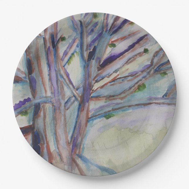 Abstract Trees Paper Plates (Front)