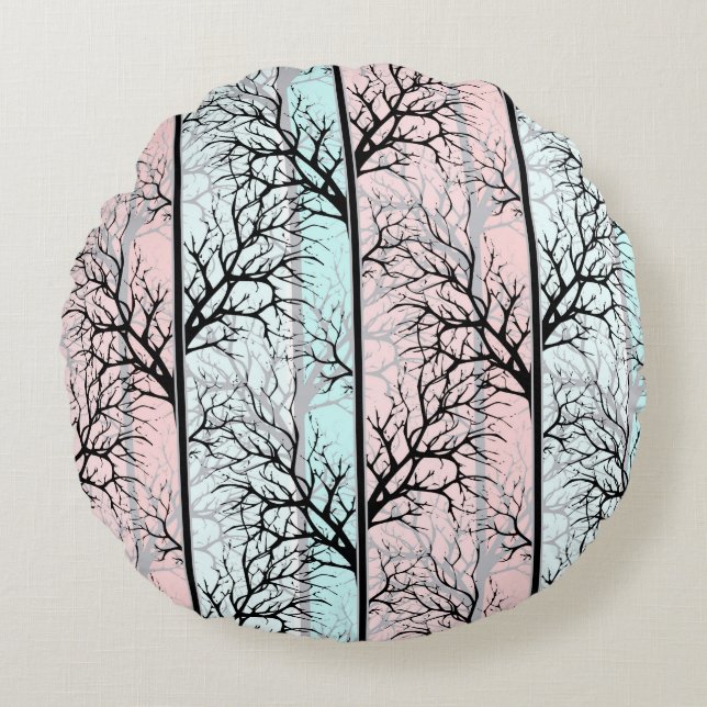 Abstract, trees round cushion (Front)