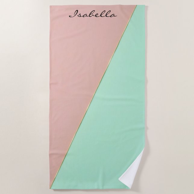 Abstract Trendy Blush Pink Mint Collection Beach Towel (Front)