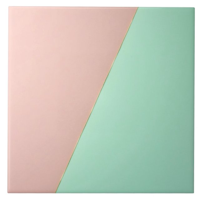 Abstract Trendy Blush Pink Mint Collection Ceramic Tile (Front)