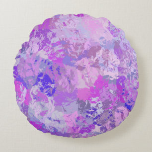 Abstract Trendy Camo Pink Purple Blue Round Cushion
