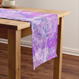 Abstract Trendy Camo Pink Purple Blue Short Table Runner