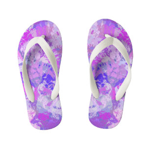 Abstract Trendy Camo Pink Purple Kid's Thongs