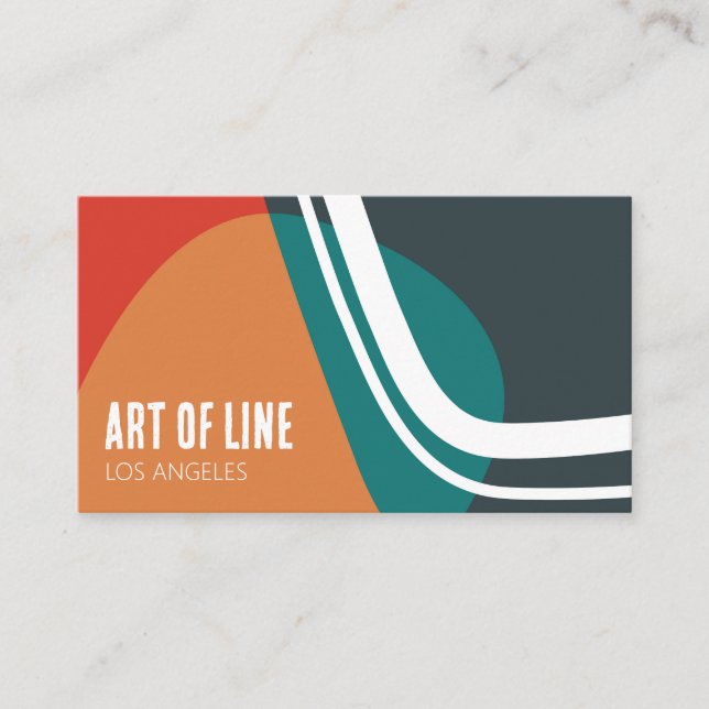 Abstract trendy line art design business card (Front)
