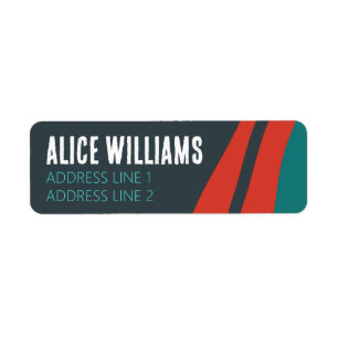 Abstract trendy line art in blue red and white return address label