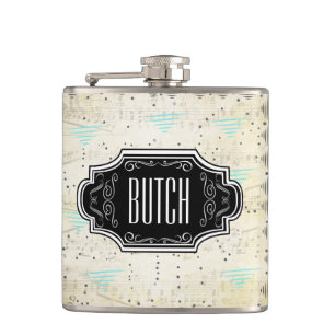 Abstract Triangle Black and Tan Hipster Pattern Hip Flask