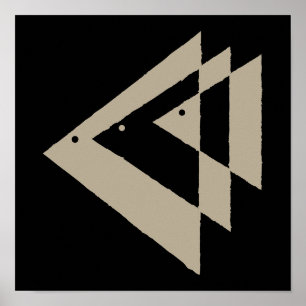 Abstract Triangle Fish Tan on Black Print