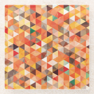 Abstract Triangle Geometric Seamless Pattern Glass Coaster