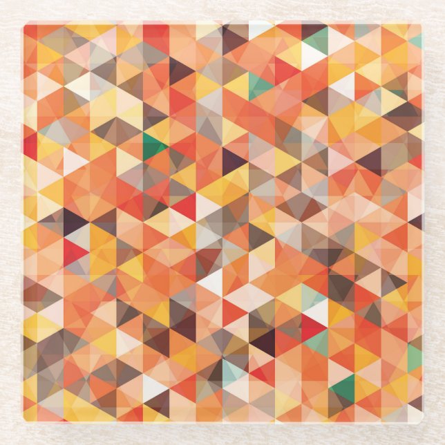 Abstract Triangle Geometric Seamless Pattern Glass Coaster (Front)