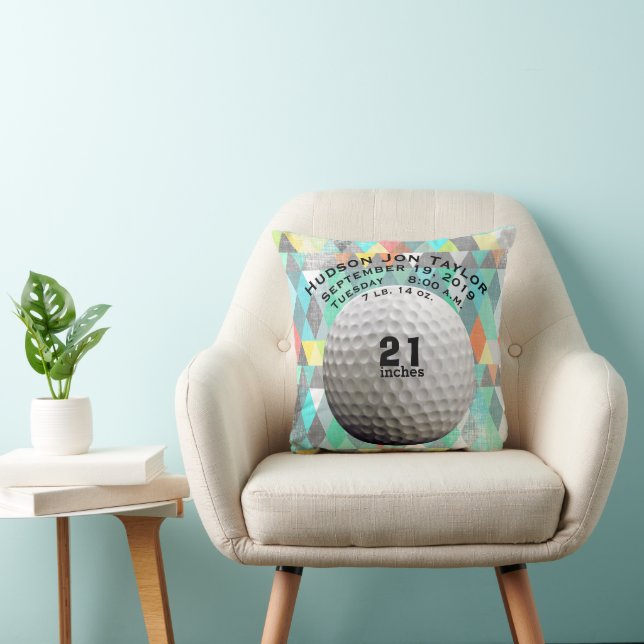 Abstract Triangle Golf Ball Boys Birth Record Cushion (Chair)
